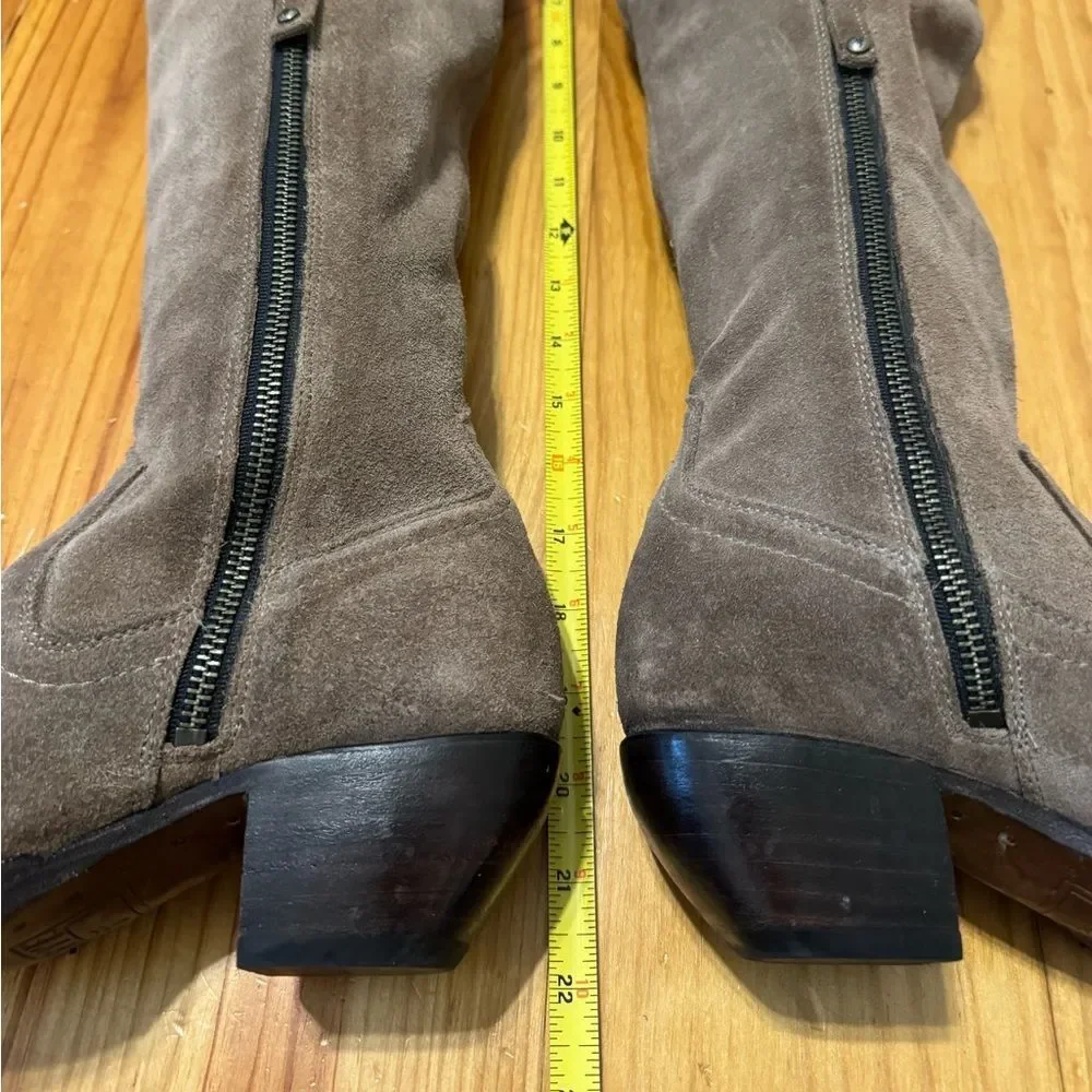 Frye Sacha Over The Knee Tall Ash Tan Suede Leather Side Zip Women’s Size 6.5 B